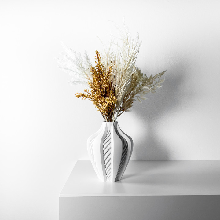 The Elvox Vase, Modern and Unique Home Decor for Dried and Preserved Flower Arrangement  | STL File image