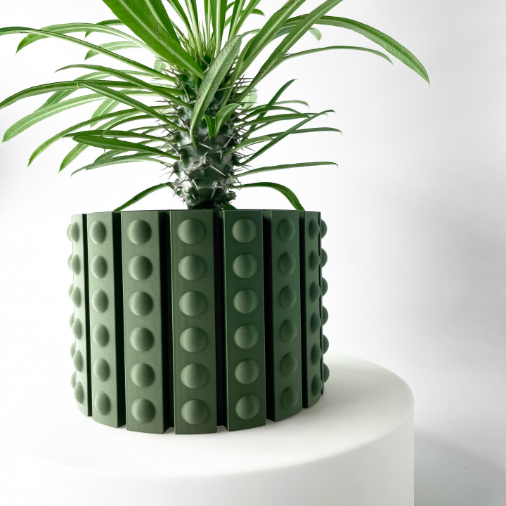 The Belio Planter Pot with Drainage | Tray & Stand Included | Modern and Unique Home Decor for Plants and Succulents  | STL File image