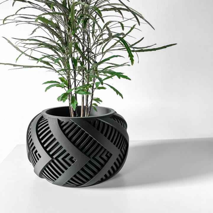 The Alko Planter Pot with Drainage Tray & Stand Included: Modern and Unique Home Decor for Plants and Succulents  | STL File image