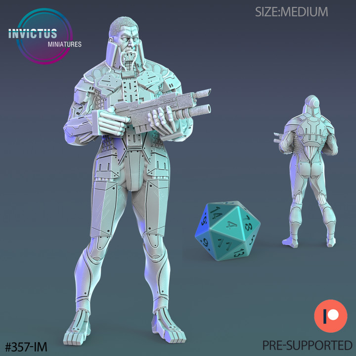 Body Guard Cyborg / Future Robot / Skeleton Soldier / Exoskelet Officer / Space War Construct / Steampunk Battle Robot / Invasion Army / Cyberpunk Droid / Sci-Fi Encounter