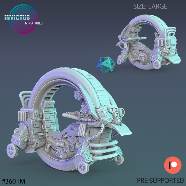 Monocycle Bike / Air Wheels Construct / Hoverbike / Roving Vehicle / Alien Invention / Steampunk Battle Robot / Invasion Army / Cyberpunk / Sci-Fi Encounter