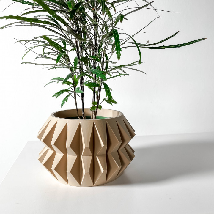 The Almin Planter Pot with Drainage Tray & Stand: Modern and Unique Home Decor image