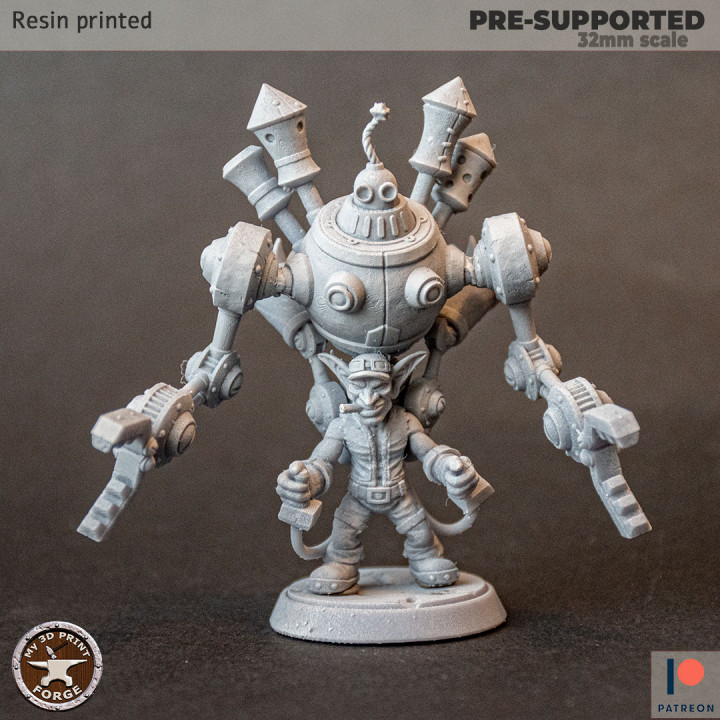 Goblin Leader Mech 32mm and 75mm presuported