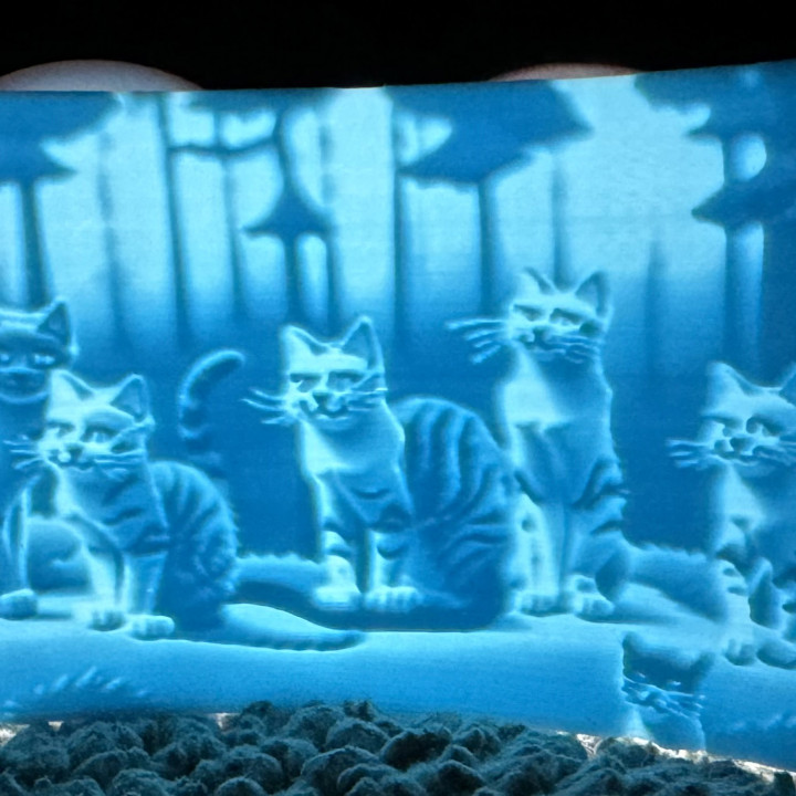 Lithophane of a Forest Cat Meeting image