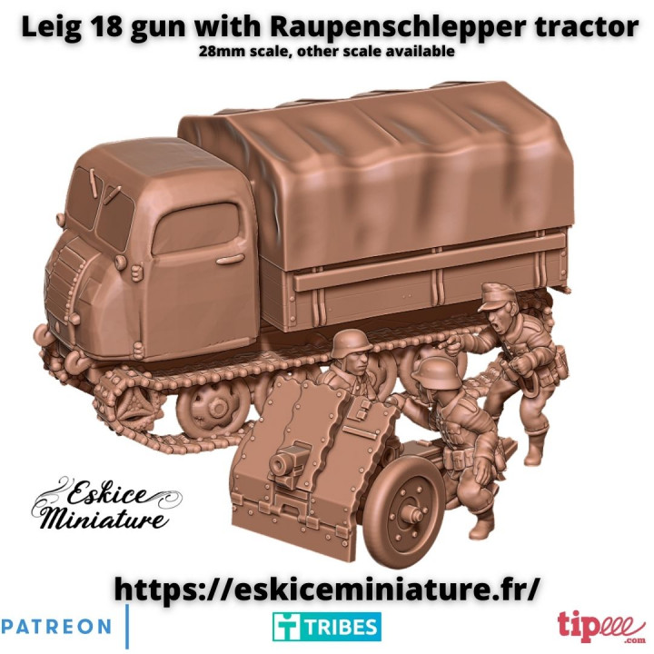 Leig 18  gun with Raupenschlepper tractor - 28mm image