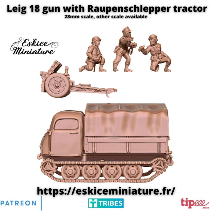 Leig 18  gun with Raupenschlepper tractor - 28mm image
