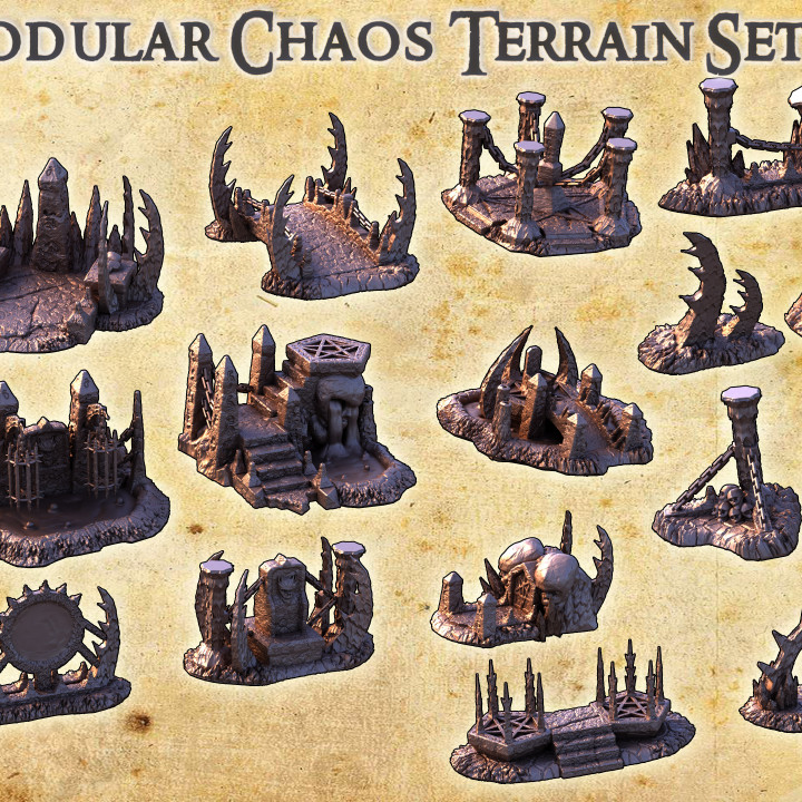 Modular Chaos Terrain Set - Tabletop Terrain - 28 MM image