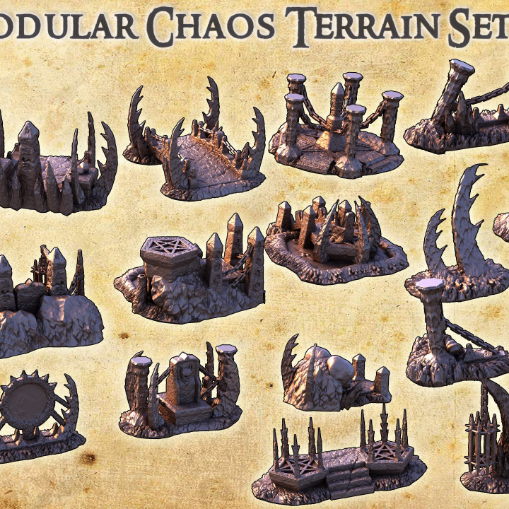 Modular Chaos Terrain Set - Tabletop Terrain - 28 MM image