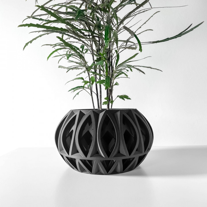 The Ando Planter Pot with Drainage Tray & Stand: Modern and Unique Home Decor for Plants and Succulents  | STL File image