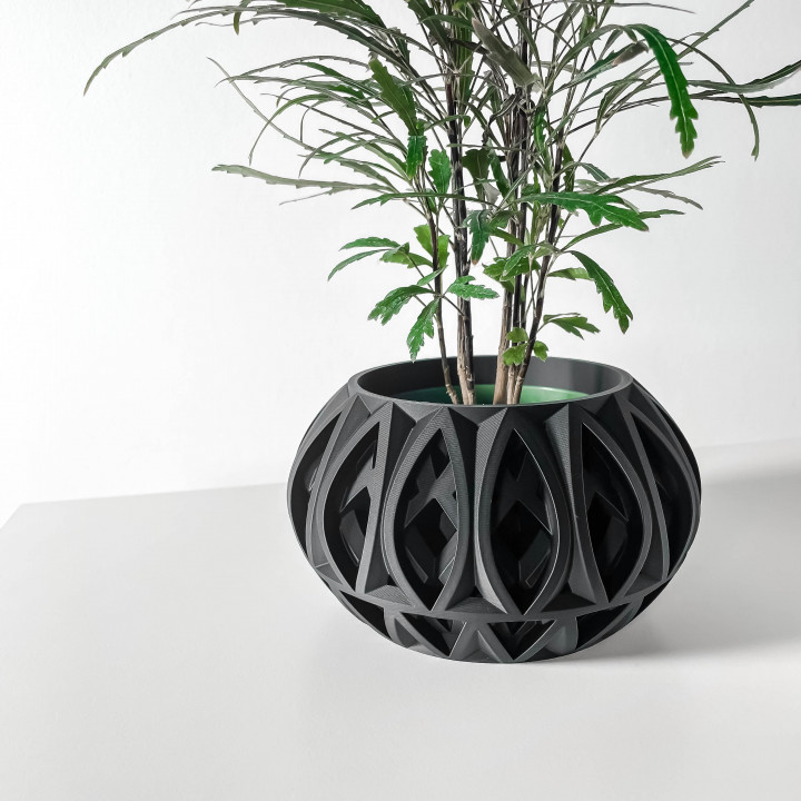 The Ando Planter Pot with Drainage Tray & Stand: Modern and Unique Home Decor for Plants and Succulents  | STL File image