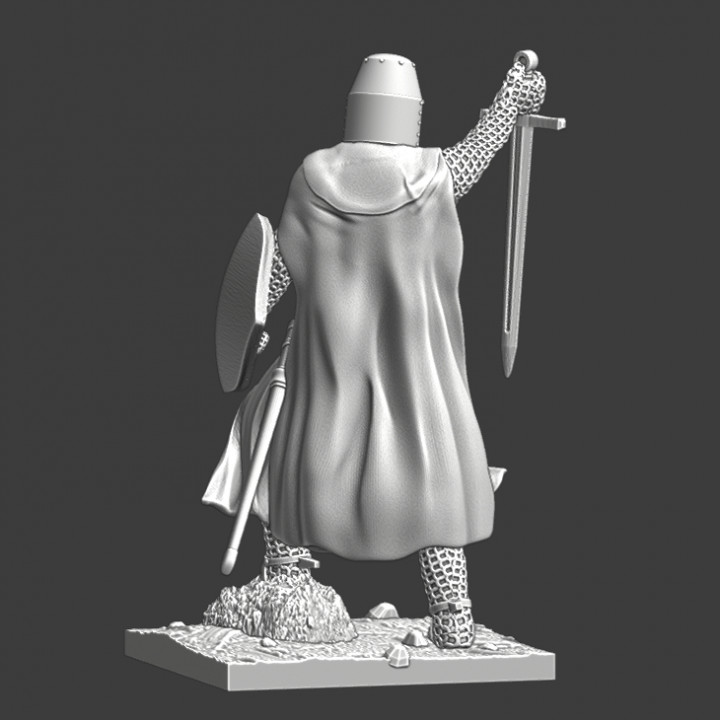 Medieval Crusader Knight praying with sword image