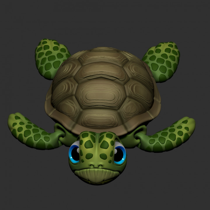 Cute Flexi Turtle (Print In Place) image