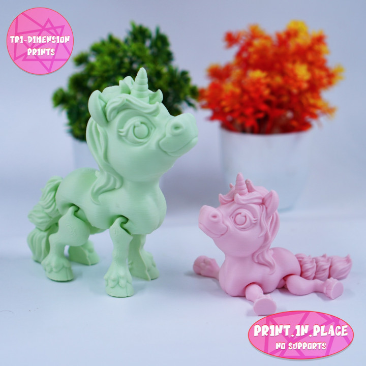 PRINT IN PLACE CUTE FLEXI PONY UNICORN image