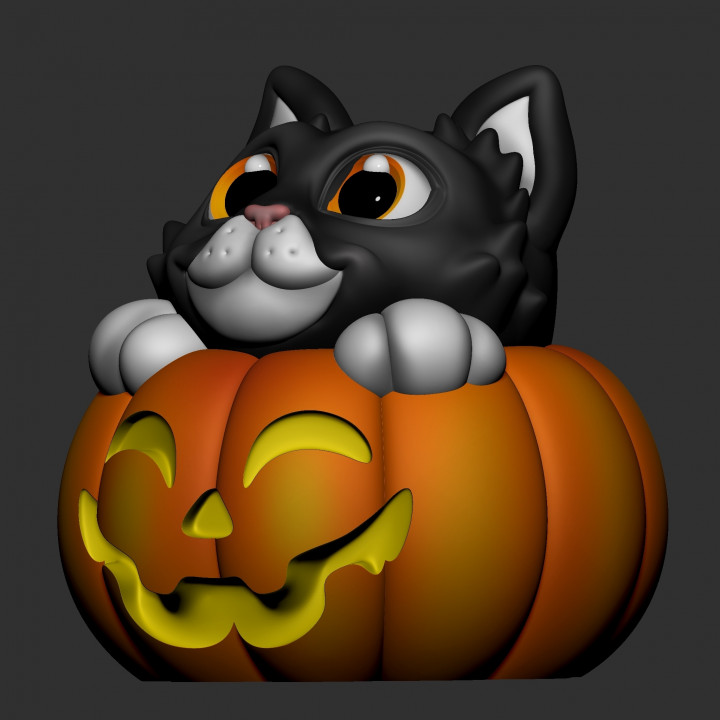 Halloween Pumpkin Cat  (NO SUPPORTS) image