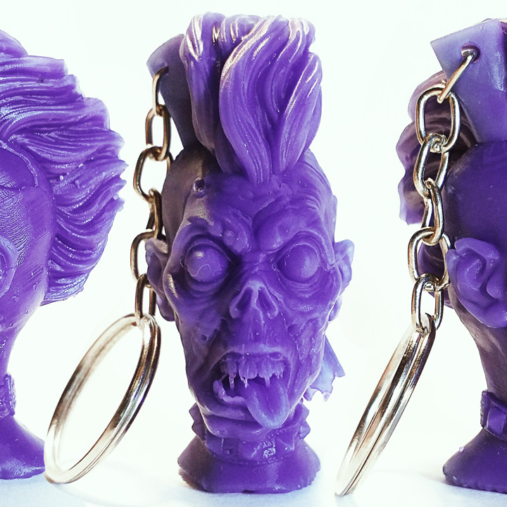 Punk Zombie Head Keychain and Magnets STL 🧟‍♂️🔑 image