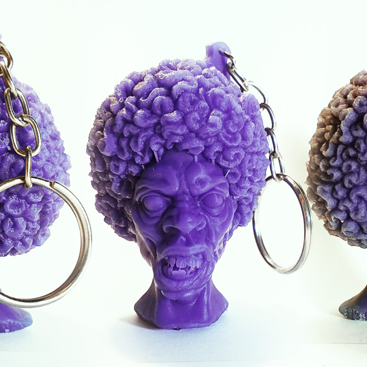 Black Power Zombie Head Keychain and Magnets STL 🧟‍♂️🔑