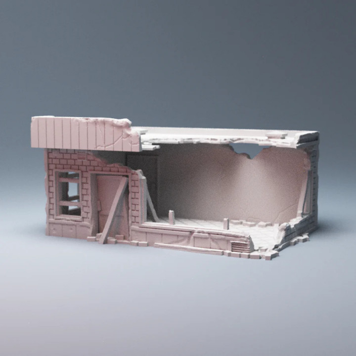 Urban Ruined Donut Shop Building 28mm image