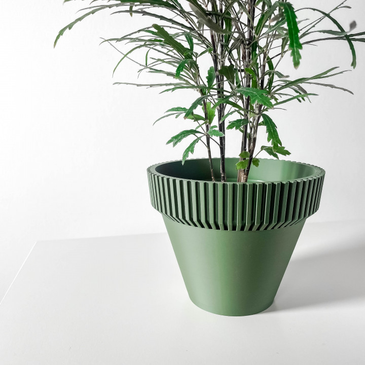 The Nari Planter Pot with Drainage Tray: Modern and Unique Home Decor for Plants and Succulents  | STL File image