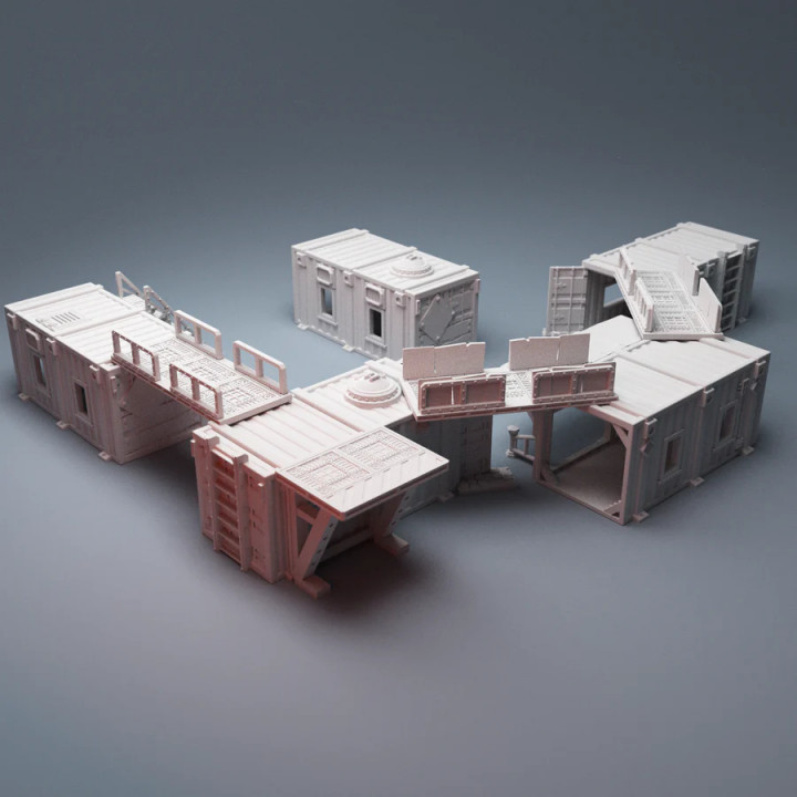Scifi Grimdark UnderNidus Container Shanty Village Buildings 28mm image