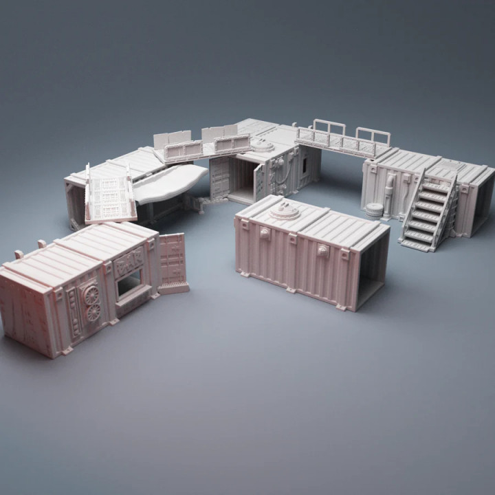 Scifi Grimdark UnderNidus Container Shanty Village Buildings 28mm image