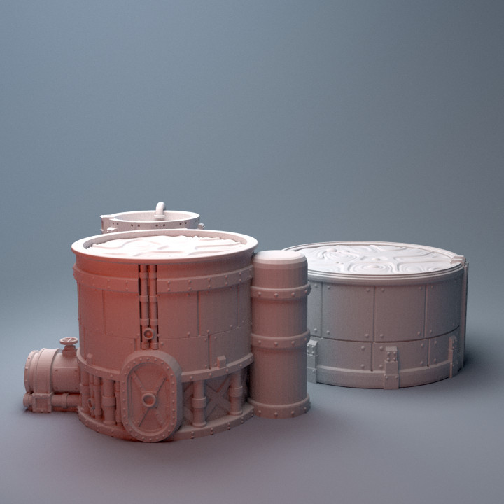 Scifi Grimdark Toxic Chemical Storage Tanks Vats 28mm image