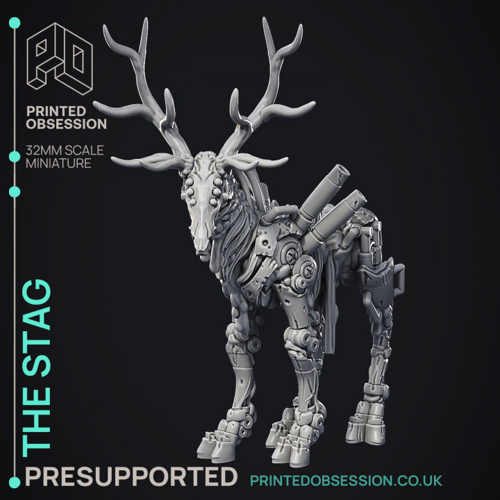 Mechanical Stags - Scrap Waste Monster  - PRESUPPORTED - Illustrated and Stats - 32mm scale image