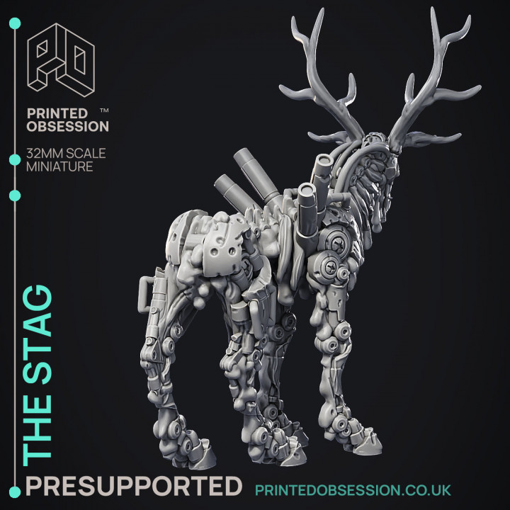 Mechanical Stags - Scrap Waste Monster  - PRESUPPORTED - Illustrated and Stats - 32mm scale image