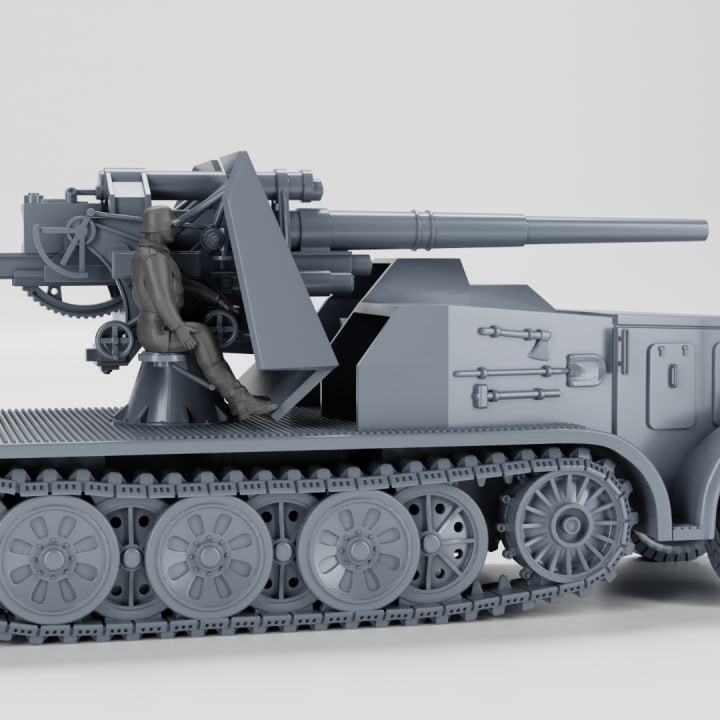 Half-track Sd.Kfz.8 - 8.8cm Flak 18 (Sf.) auf Schwere Zugkraftwagen 12t + Crewmen (Germany, WW2)