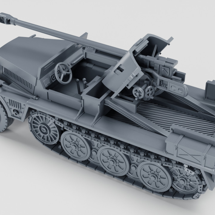 3D Printable Half-track Sd.Kfz.10/5 with armor and 5cm PAK