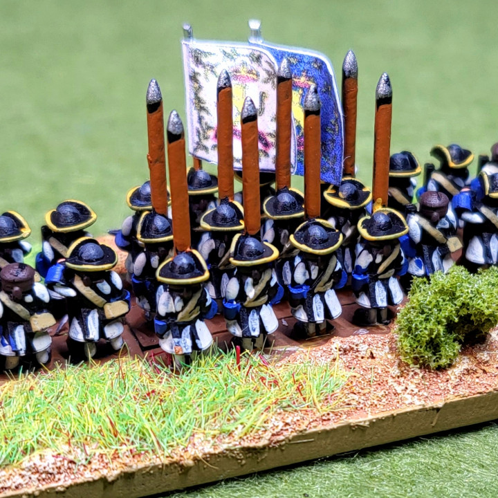 6mm late 17thCentury infantry “at ease”