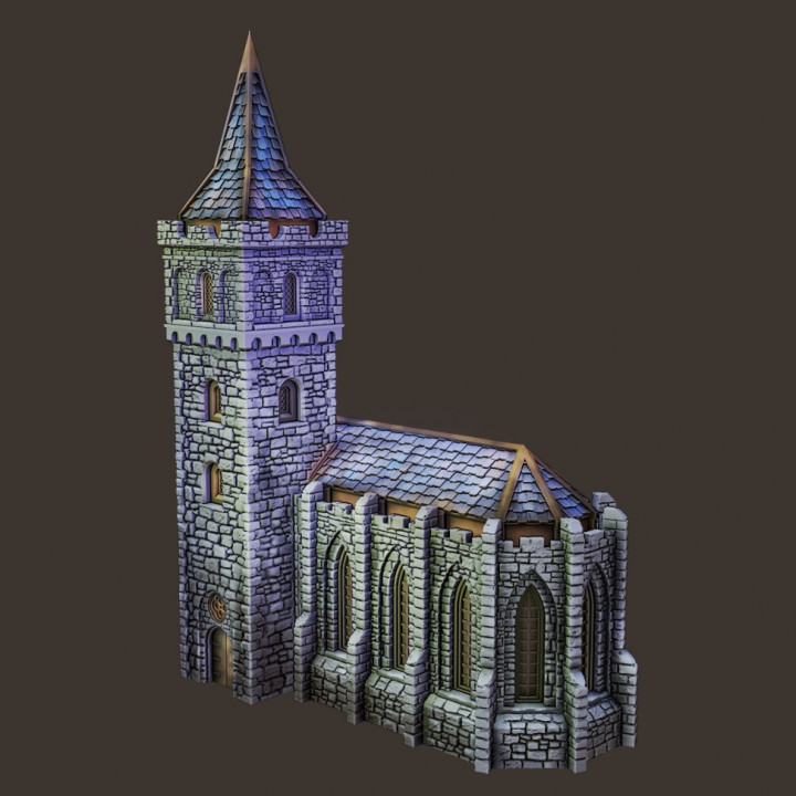 small gothic village church image