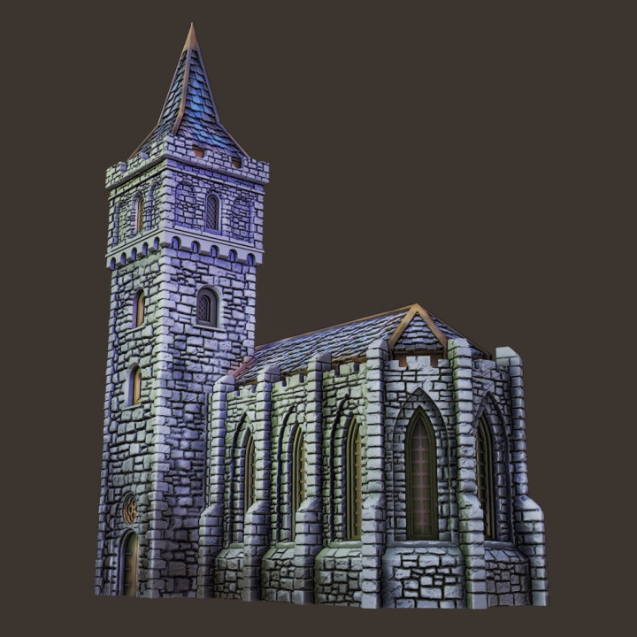 small gothic village church image