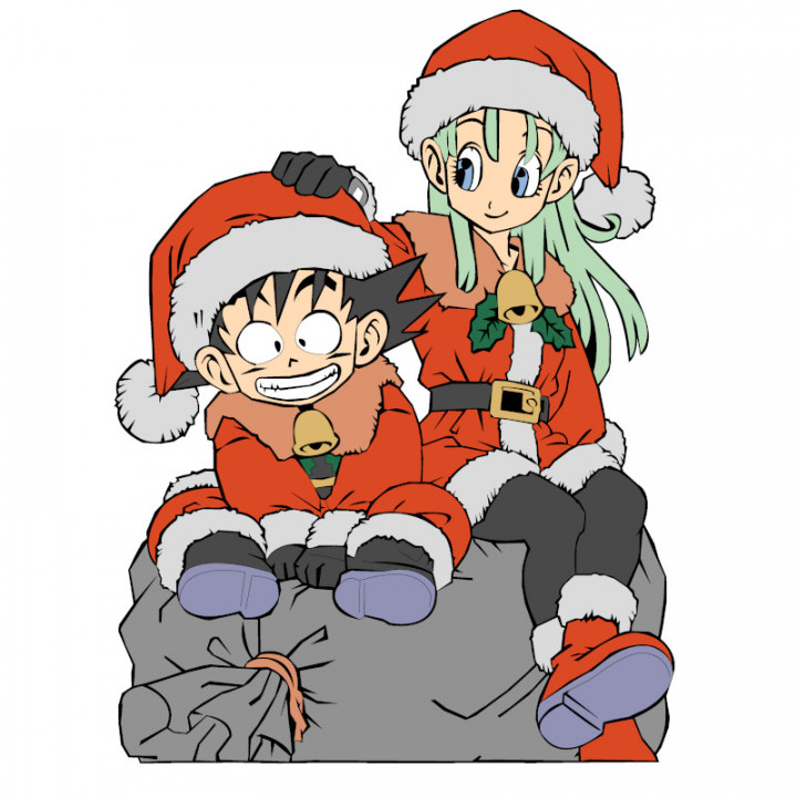 bas-relief-joyeux-noel-bulma-et-chibi-goku-manga-7-bois image