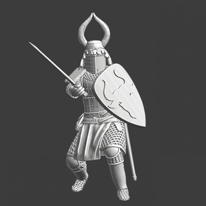 Medieval Knight with crested horned helmet image