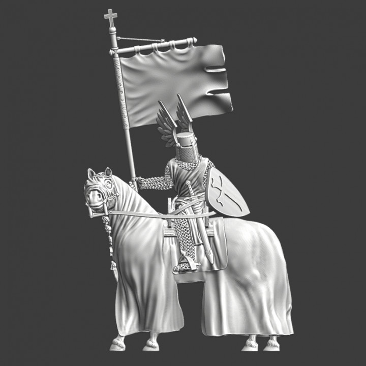 Medieval Winged Knight - Mounted with banner image