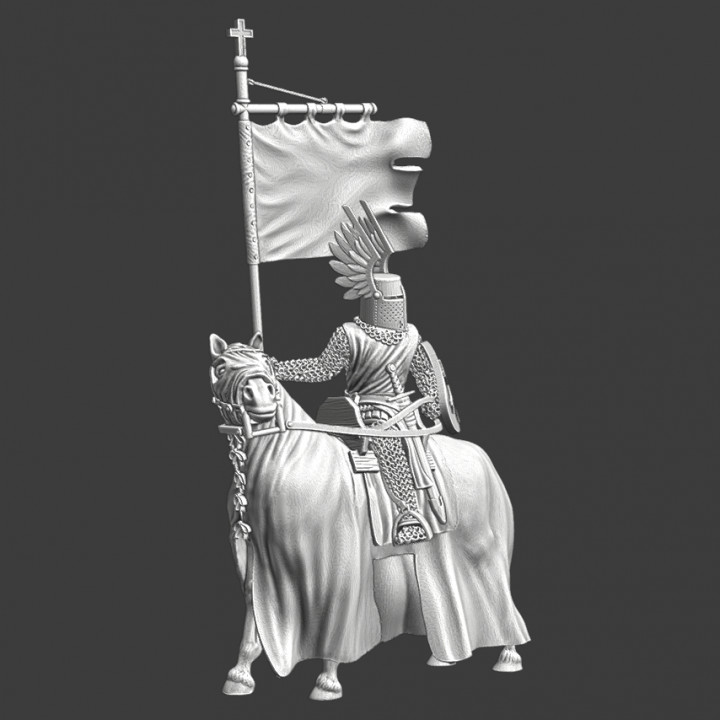 Medieval Winged Knight - Mounted with banner image