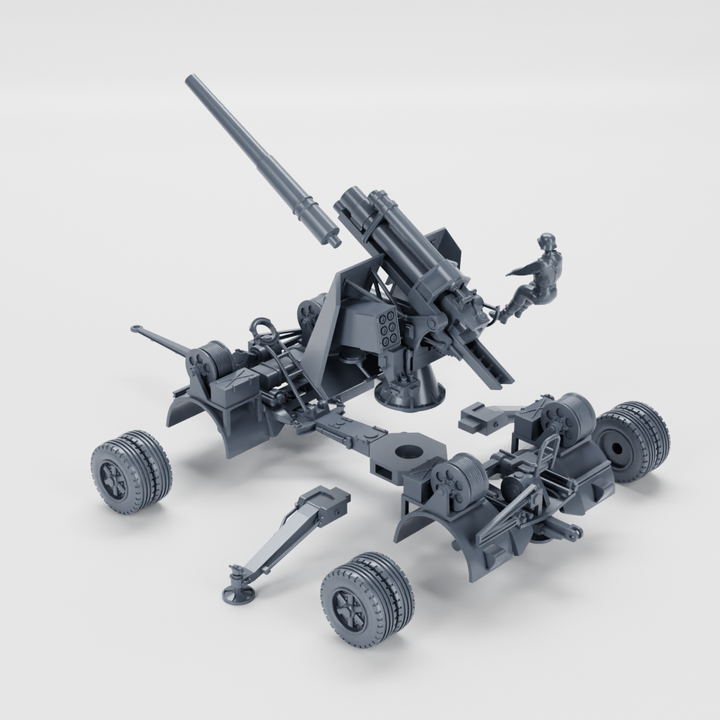 Anti-aircraft gun 88mm Flak 18 + 2 Crewmen - on wheels + on cross (Germany, WW2)