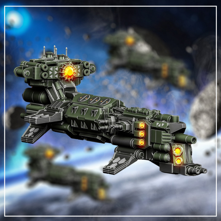 3D Printable Sanctus Manipulus Battlecruiser (Solar Drift) by ZBSminiatures