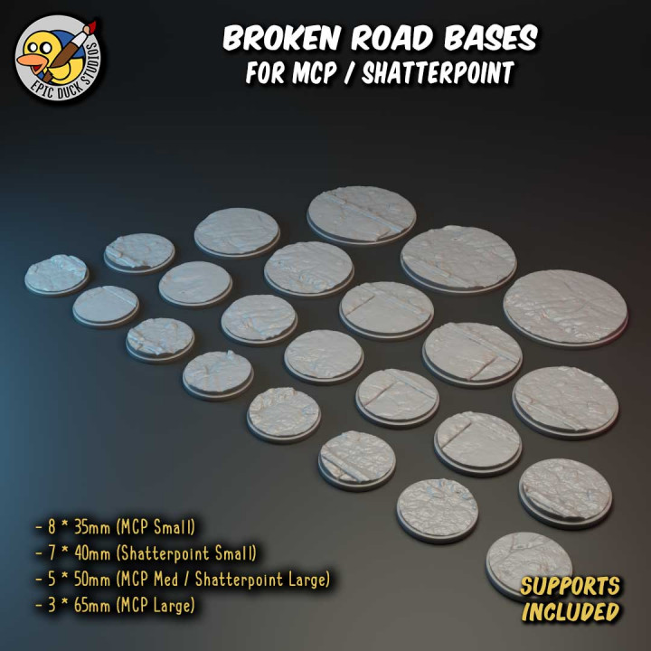 "Broken Road" Miniature Bases MEGAPACK for MCP & Shatterpoint - All Sizes image