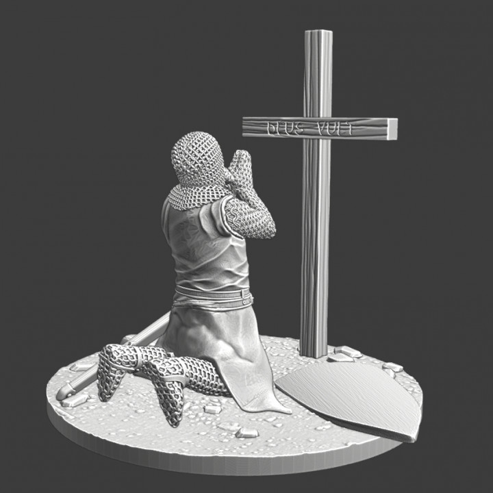 Medieval crusader knight praying image