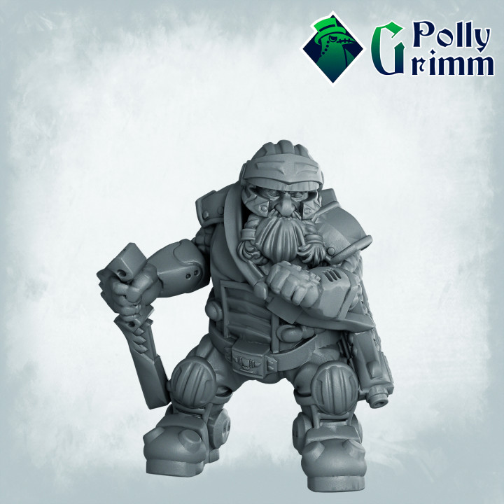 Sci-fi tabletop miniature. Galaxy Dwarves set. Space Rocks! Dwarf soldier