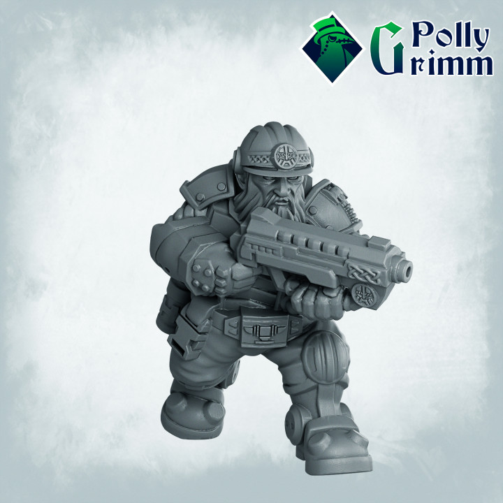 Sci-fi tabletop miniature. Galaxy Dwarves set. Space Rocks! Dwarf soldier