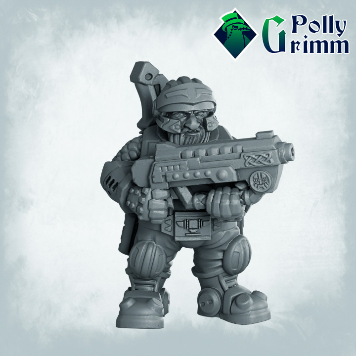 Sci-fi tabletop miniature. Galaxy Dwarves set. Space Rocks! Dwarf soldier