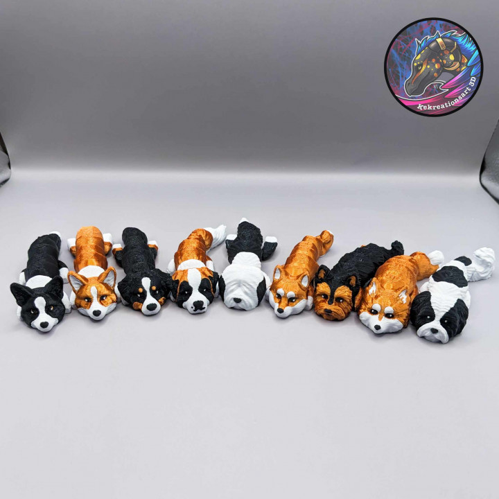 3D Printable Baby Dog Flexi Keychains Batch 2 (Set of 9) by Kirsten M