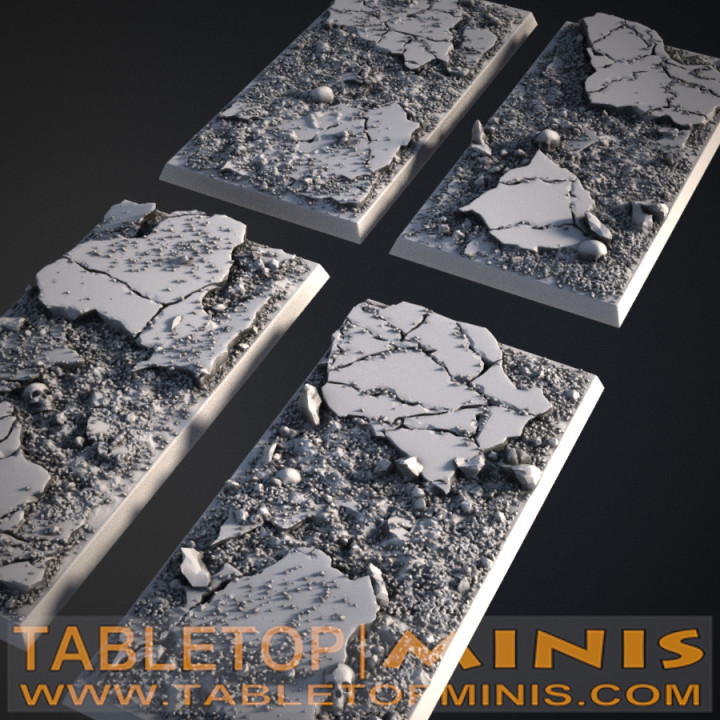 3d Printable Cracked Earth 50mm X 100mm Square Bases By Tabletopminis