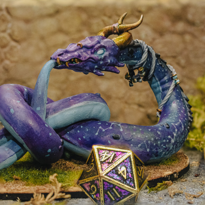 Cosmic Dragon Miniature for Dungeons and Dragons + D&D Stats image