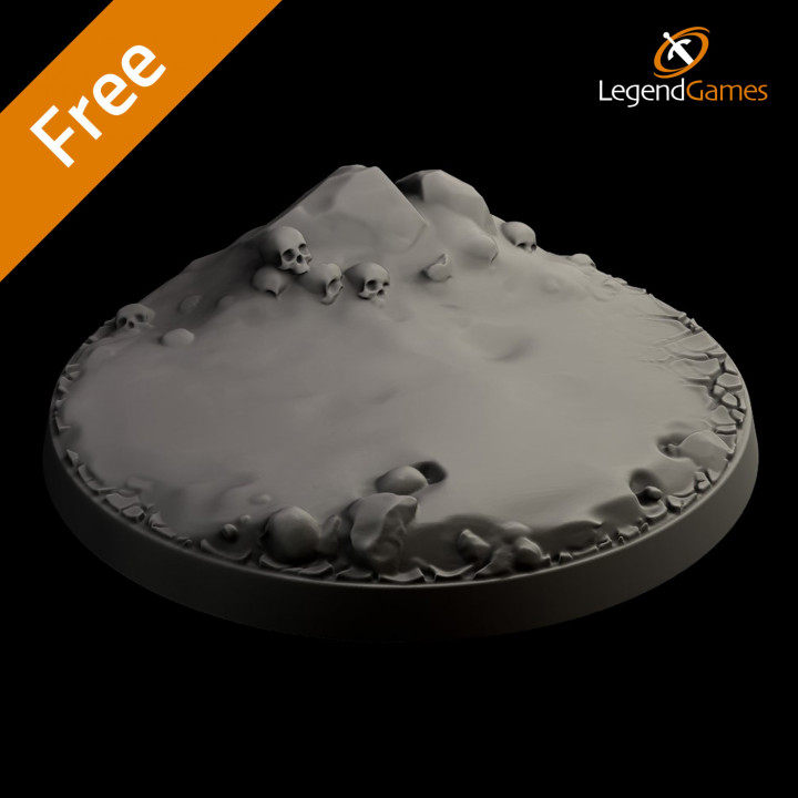 LegendGames FREE 60mm round Snow and Skull Base image