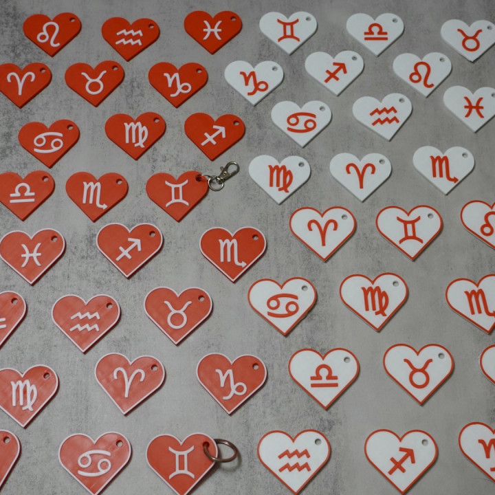 Zodiac Sign Heart Keychains image