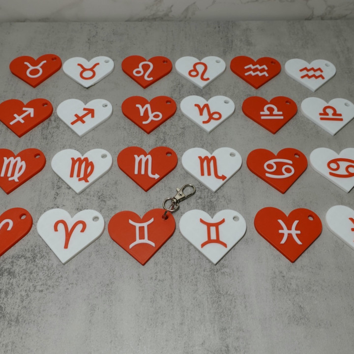 Zodiac Sign Heart Keychains image