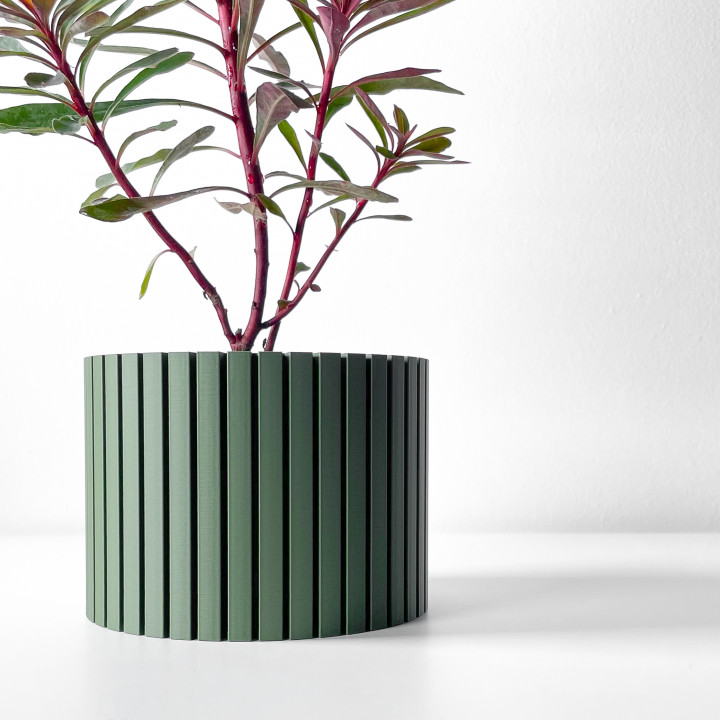 The Zelno Planter Pot with Drainage | Tray & Stand Included | Modern and Unique Home Decor for Plants and Succulents  | STL File image